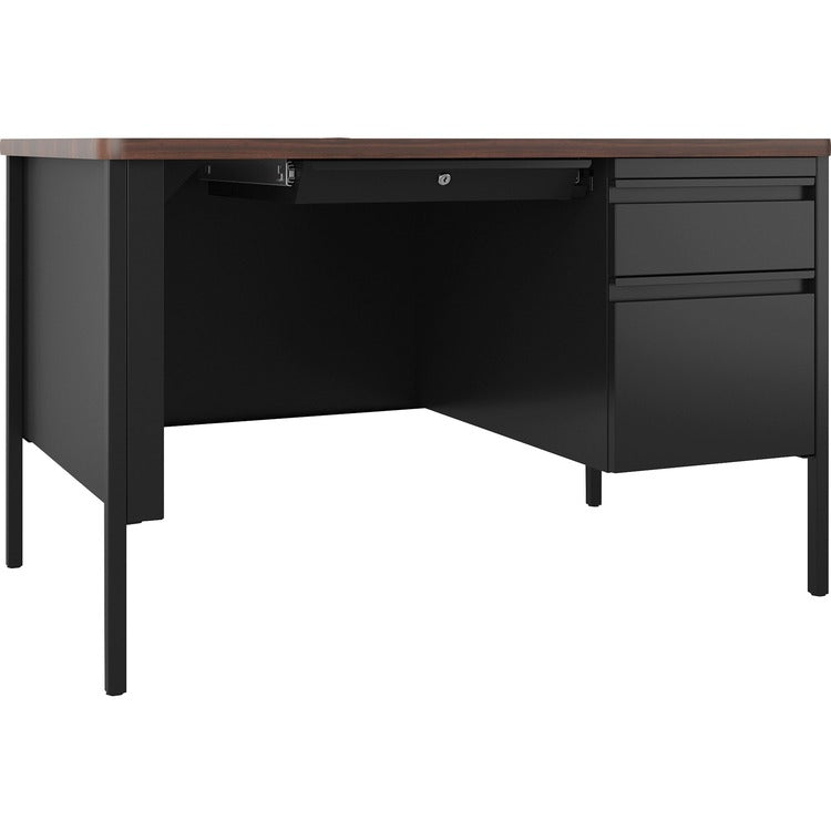 Lorell Desk, Right-Pedestal, 48"x30"x29-1/2", Walnut/Black (LLR66939)