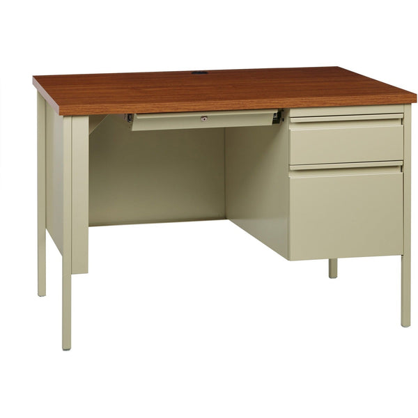 Lorell Right Pedestal Desk, Steel, 45-1/2"x24"x29-1/2", Oak/Putty (LLR66947)