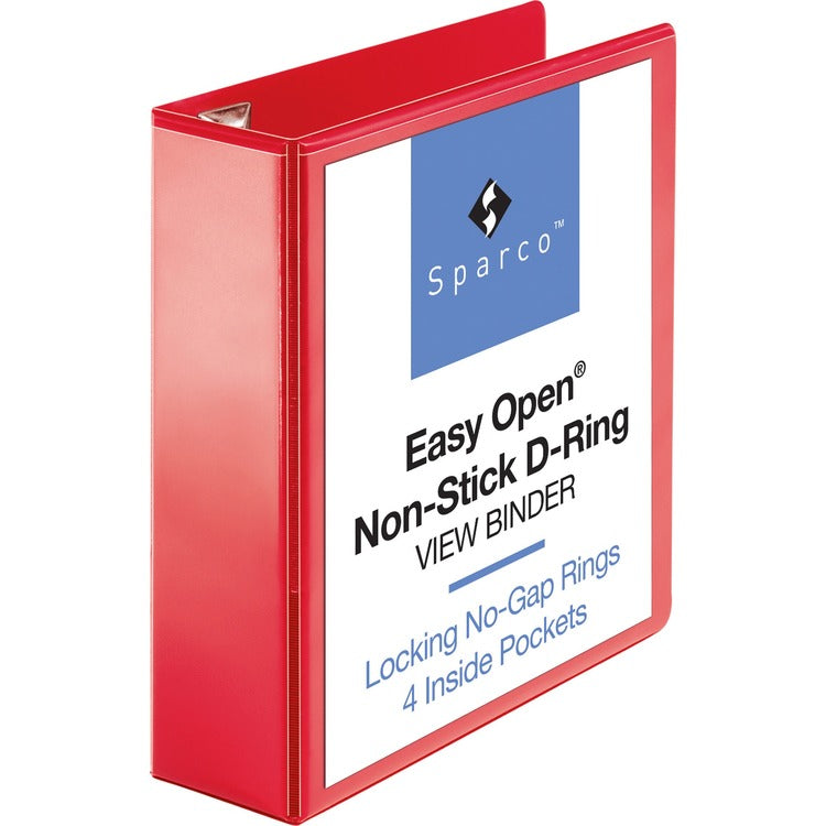 Business Source View Binder, D-ring, 3" Capacity, 8-1/2"x11", Red (BSN26982) Each