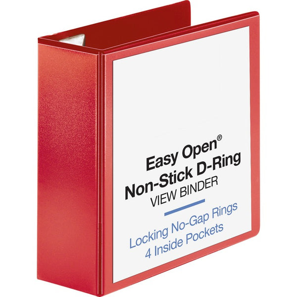 Business Source View Binder, D-ring, 4" Capacity, 8-1/2"x11", Red (BSN26983) Each