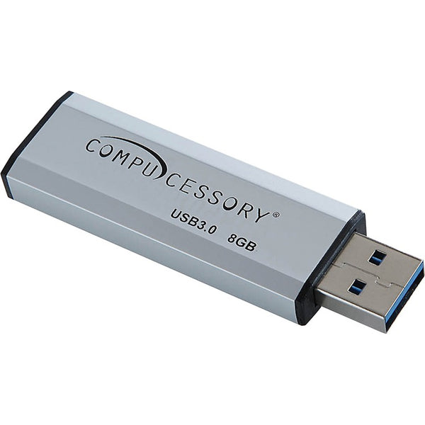Compucessory Flash Drive, USB 3.0, 8GB, 2-1/10"Wx3/4"Lx1/4"H, Silver (CCS26468) Each