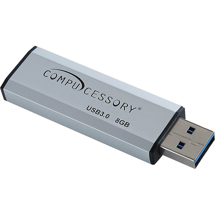 Compucessory Flash Drive, USB 3.0, 8GB, 2-1/10"Wx3/4"Lx1/4"H, Silver (CCS26468) Each