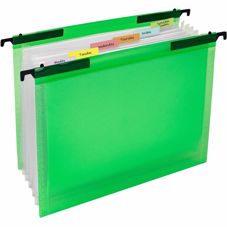 C-Line Expanding File w/ Hanging Tabs, 0.75" Expansion, 7 Sections, Letter Size, Green (CLI58203) Each