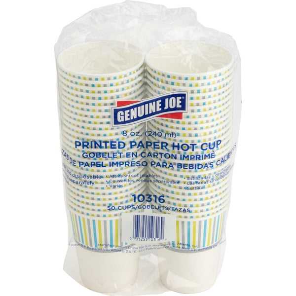 Genuine Joe Paper Cups, Hot, 8 oz, 3-1/2"x7-1/10"x10-2/5", 50/PK (GJO10316)