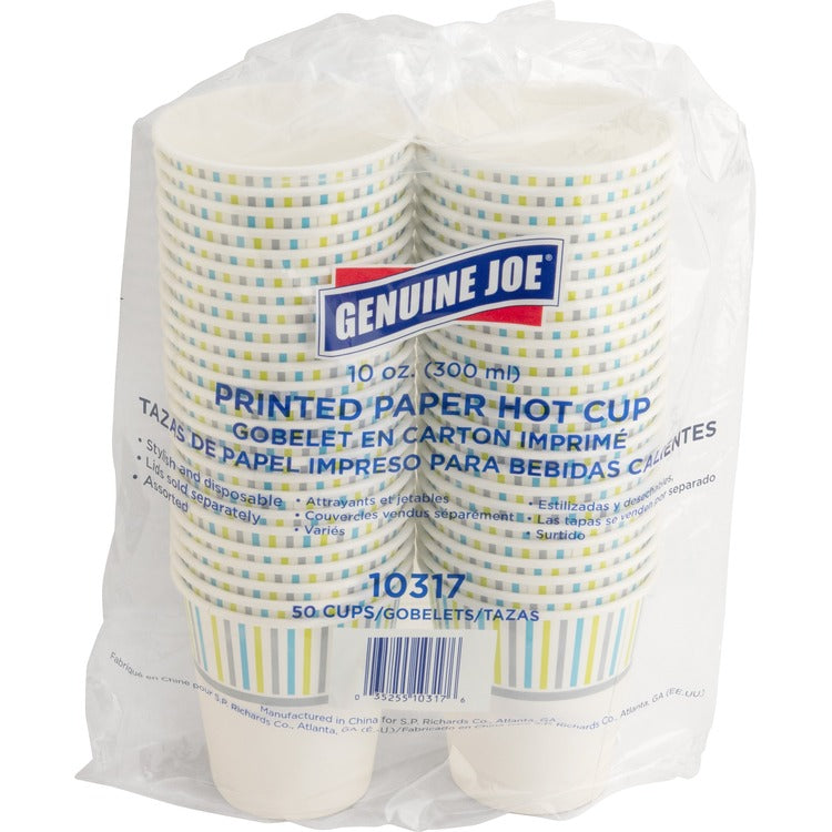 Genuine Joe Paper Cups, Hot, 10 oz, 3-1/2"x7-1/10"x10-1/2", 50/PK (GJO10317)