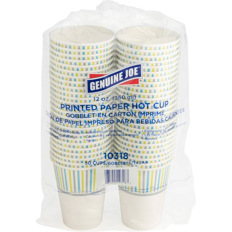 Genuine Joe Paper Cups, Hot, 12 oz, 3-3/5"x7-1/10"x10-1/2", 50/PK (GJO10318)