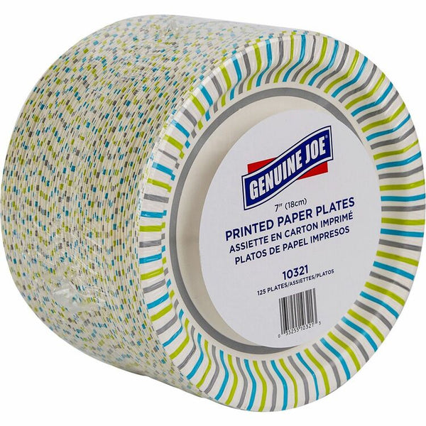 Genuine Joe Paper Plates, Soak-Proof, 7" Round, 125/PK (GJO10321)