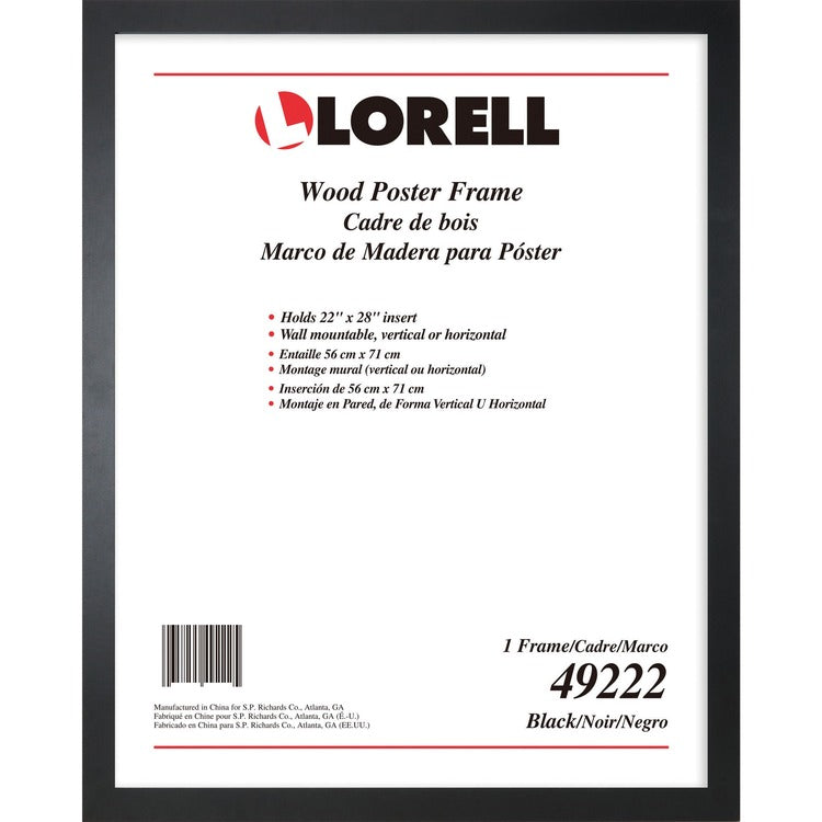 Lorell Poster Frame, Wall-Mountable, 22"Lx28"H, Black (LLR49222)