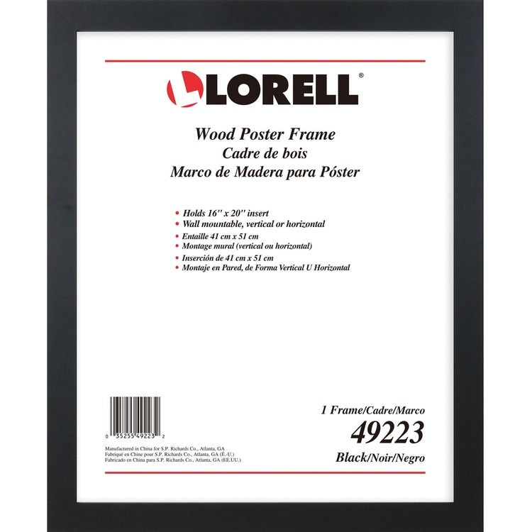 Lorell Poster Frame, Wall-Mountable, 16"Lx20"H, Black (LLR49223)