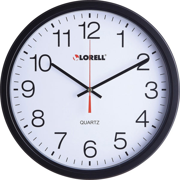 Lorell Clock, Wall, Quartz, Silent Sweep, 12-1/2", Black (LLR61008)