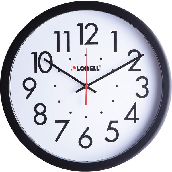 Lorell Clock, Wall, Self-Set, Round, 14-1/2", Black (LLR61009)