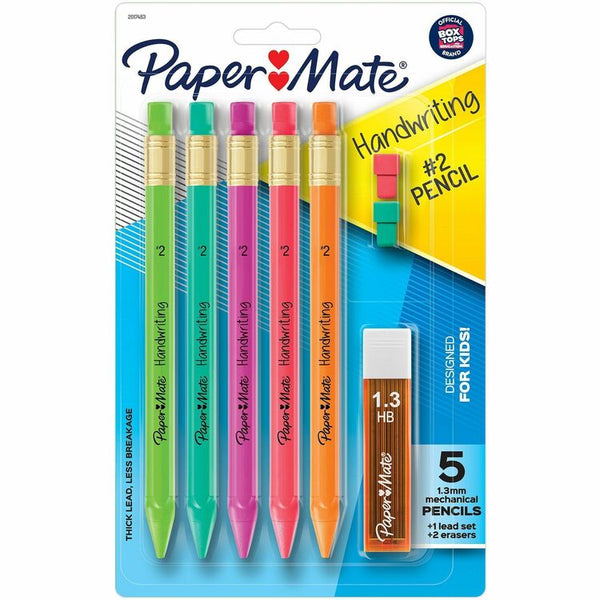 Paper Mate Mechanical Pencils for Handwriting, Triangular, 5/PK, Assorted (PAP2017483)