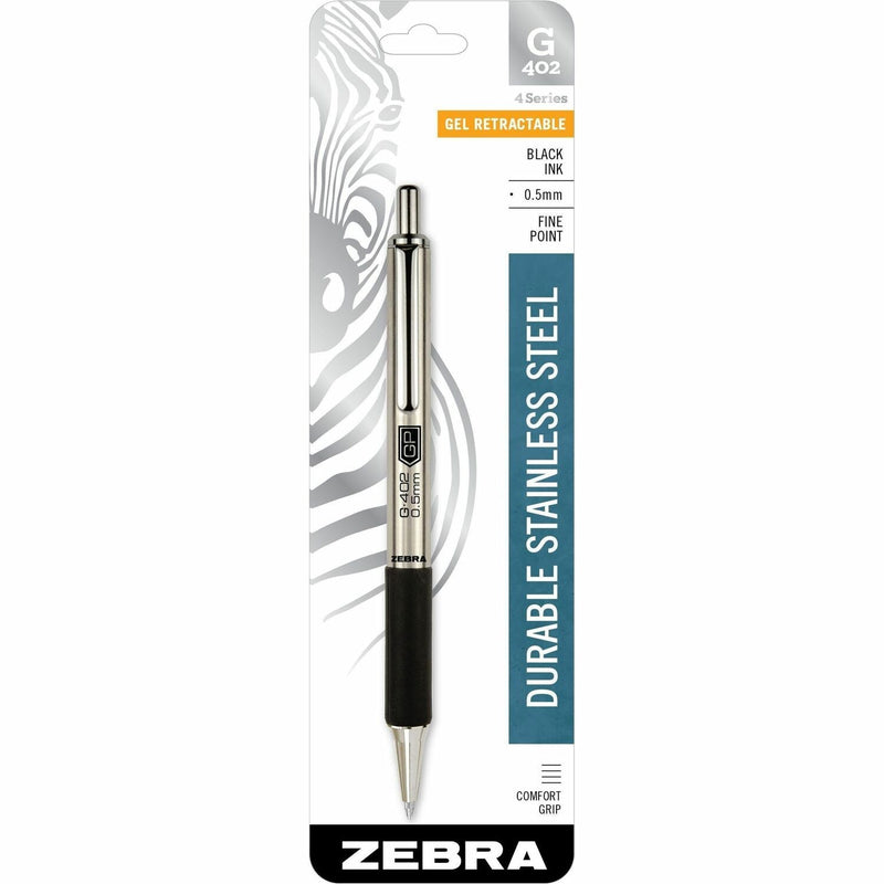Zebra Retractable Pen, 0.5mm Fine Point, Gel Ink, Black (ZEB49211) Each