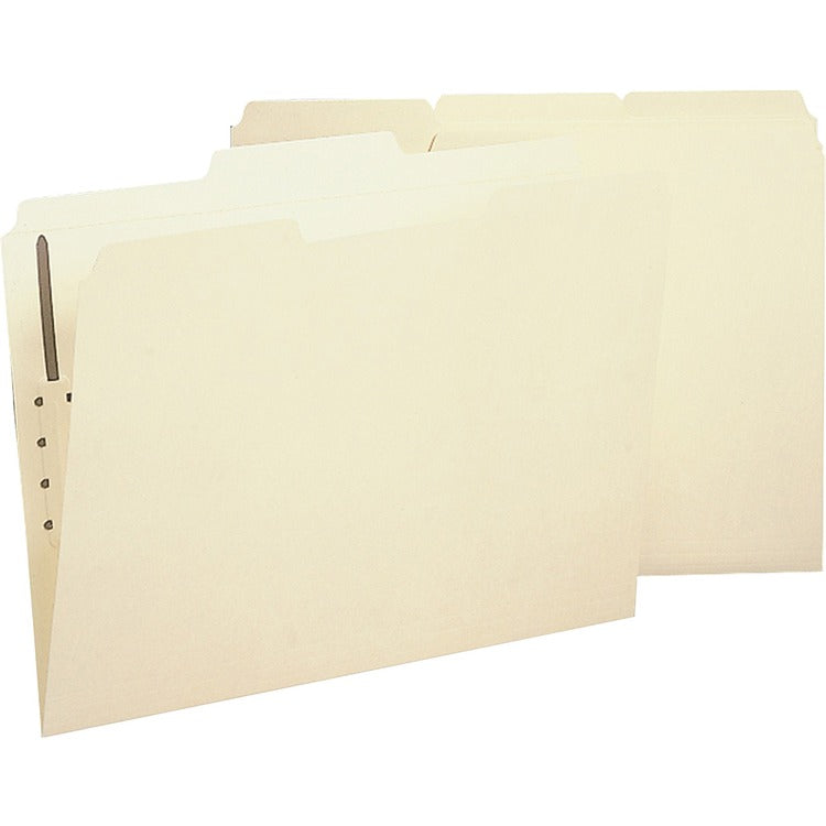 Business Source Fastener Folder, w/2-Ply Tab, 1 Fstnr, 1/3 Tab, Lgl, 50/BX, Manilla (BSN17230) Box of 50