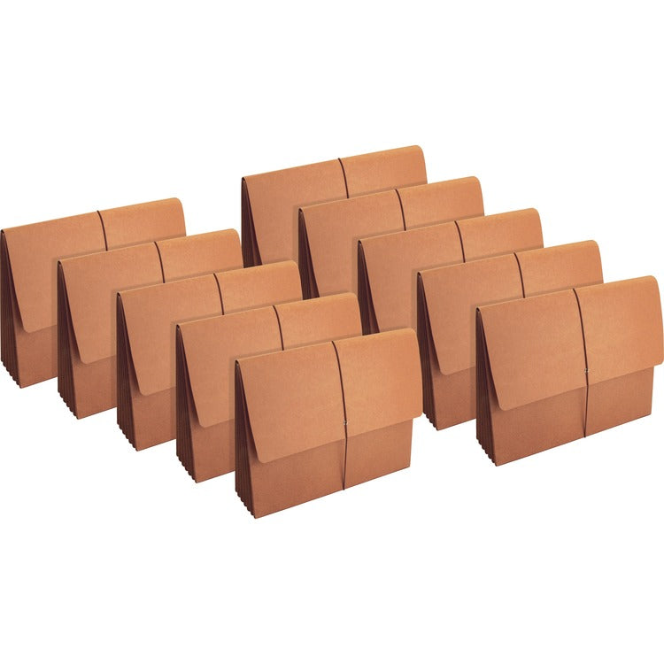 Business Source Accordion Wallets, Ltr, 5-1/4" Exp, 12-3/8"x10", 10/BX, Brown (BSN26575BX) Box of 10