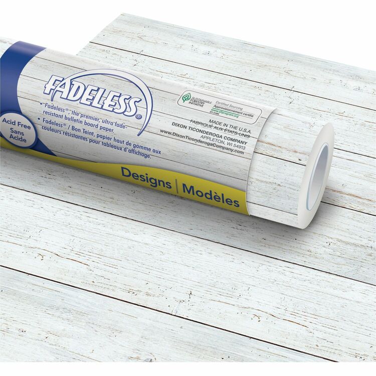 Fadeless Art Paper, Fade-Resistant, White Shiplap, 600"Lx48"H, Multi (PAC56795) 1 Roll
