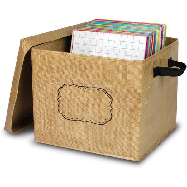 Teacher Created Resources Storage Box w/Erasable Label, Burlap, 12"x13"x10-1/2", Brown (TCR20834) Each