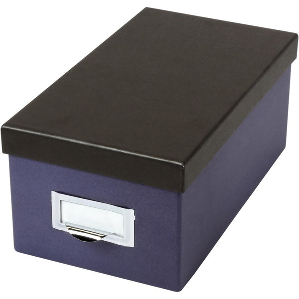 Oxford Index Card Storage Box, 6-1/2"Wx11-1/2"Lx5"H, Indigo/Black (OXF406462) Each