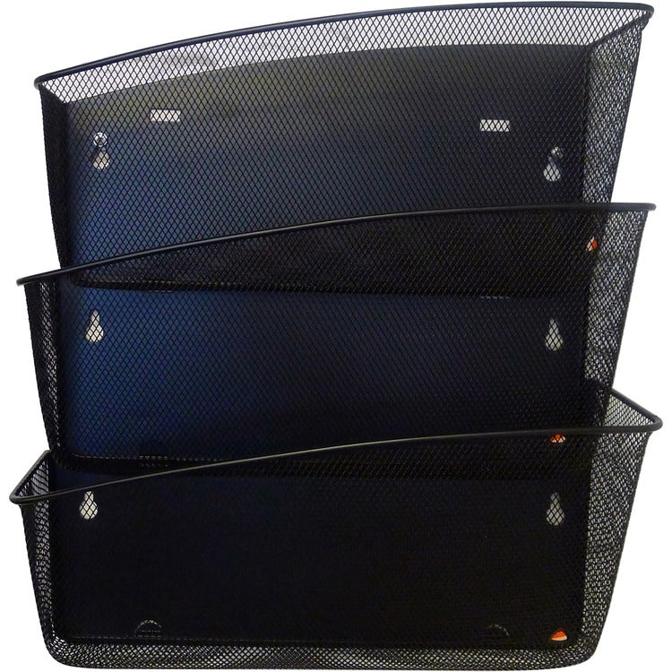 Alba Mesh Wall File Set - 3 Pocket(s) - Compartment Size 6.69" x 13.78" x 4.72" - 15.9" Height4.7" Depth x 13.8", Black - Steel, Metal (ABAMESHFILEN) Each