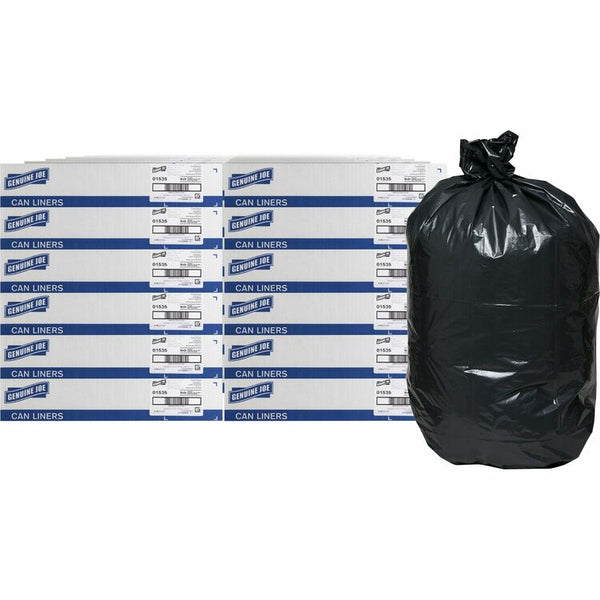 Genuine Joe Trash Bags, Heavy-Duty, 1.5 mil, 55-60 Gal, 4800/PL, Black (GJO01535PL)