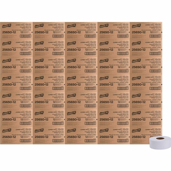 Genuine Joe Bath Tissue Rolls, Jumbo, 2-Ply, 650', 648 Rolls/PL, White (GJO2565012PL)