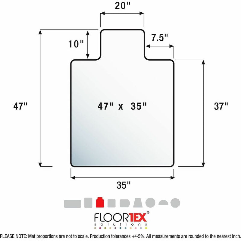 Floortex Polycarbonate Lipped Chair Mat for Carpets up to 1/2", 35" x 47" (FLRFC118923LR) Each