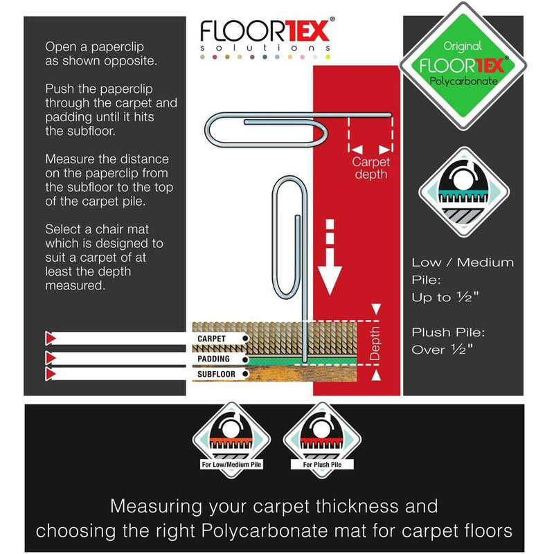 Floortex Polycarbonate Lipped Chair Mat for Carpets up to 1/2", 35" x 47" (FLRFC118923LR) Each