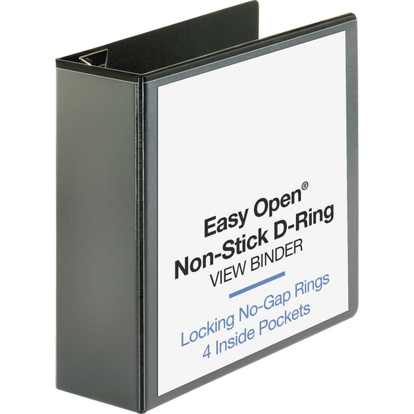 Business Source View Binder, Locking D-Ring, 4" Capacity, Letter, Black (BSN26964) Each