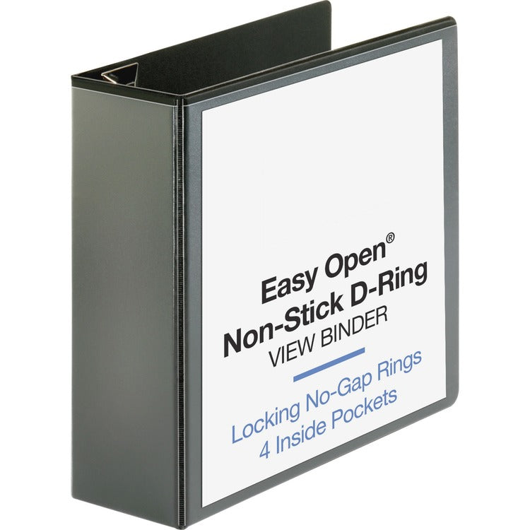 Business Source View Binder, Locking D-Ring, 4" Capacity, Letter, Black (BSN26964) Each
