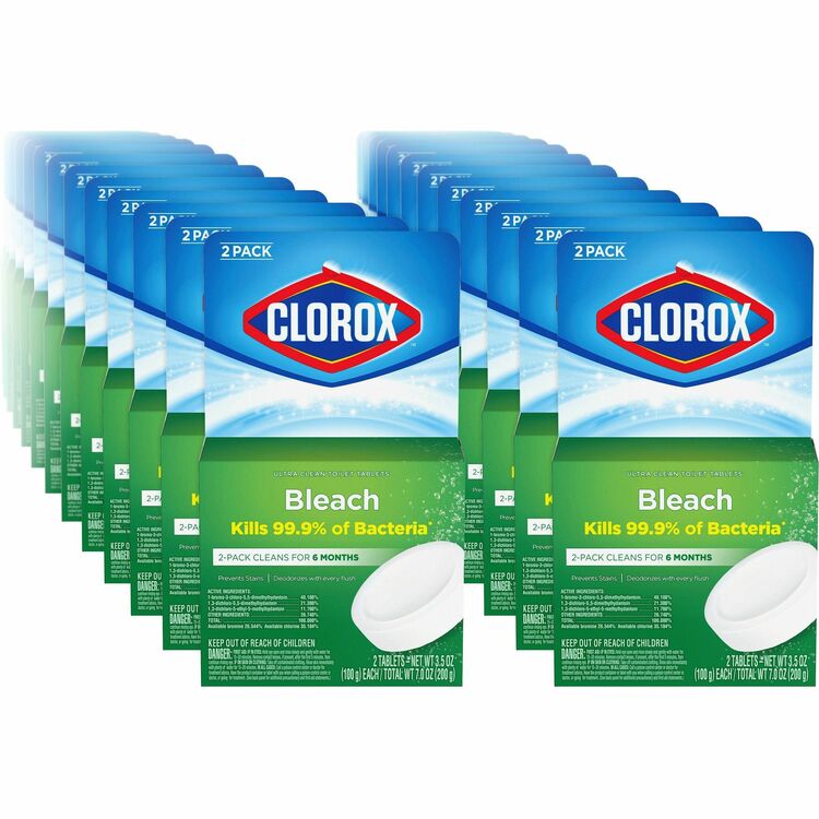 Clorox Ultra Clean Toilet Tablets Bleach, Tablet, 3.50 oz (0.22 lb), 840/Pallet, White (CLO30024PL)