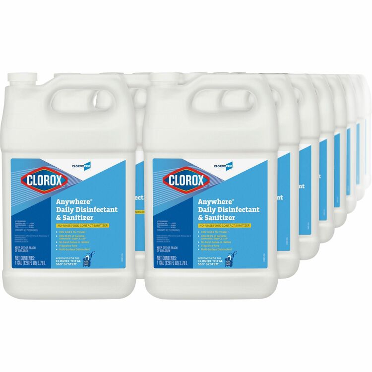 CloroxPro&trade; Commercial Solutions Anywhere Hard Surface Sanitizing Spray, Liquid, 128 fl oz (4 quart), 72/Bundle (CLO31651BD) Bundle of 72
