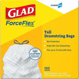 Glad ForceFlex Tall Kitchen Drawstring Trash Bags, 13 gal, 100/Box, Box/Carton, 36/Pallet (CLO78526PL) 144 Boxes