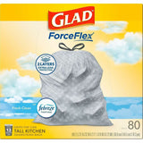 Glad ForceFlex Tall 13 Gallon Kitchen Drawstring Trash Bags, 80/Box, 120 Boxes/Bundle (CLO78899BD) 120 Boxes