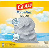 Glad ForceFlex Tall 13 Gallon Kitchen Drawstring Trash Bags, 80/Box, 240 Boxes/Pallet (CLO78899PL) 1 Pallet