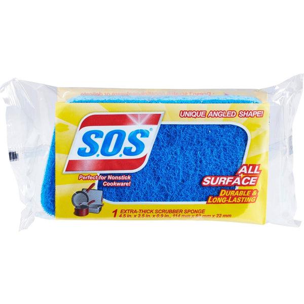 S.O.S Scrub Sponge, 4.5", x 2.5" x 4.5" Depth, 2100/Bundle, Cellulose, Blue (CLO91017BD) Case of 2100