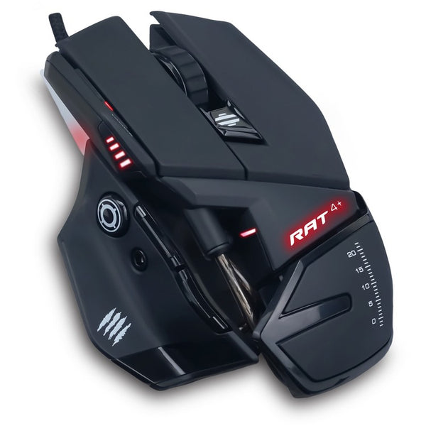 Mad Catz Authentic R.A.T. 4+ Optical Gaming Mouse, USB 2.0, Left/Right Hand Use, Black (MDCMR03MCAMBL00) Each