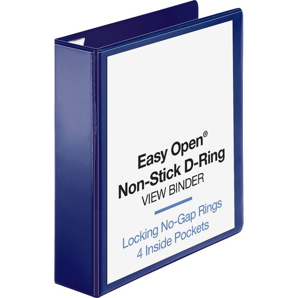 Business Source View Binder w/4 Pockets, D-Ring, 2" Cap, 8-1/2"x11", Navy (BSN26975) Each