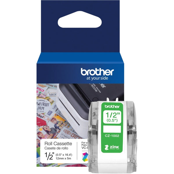 Brother CZ Roll Cassette, 0.5" x 16.4 ft, White