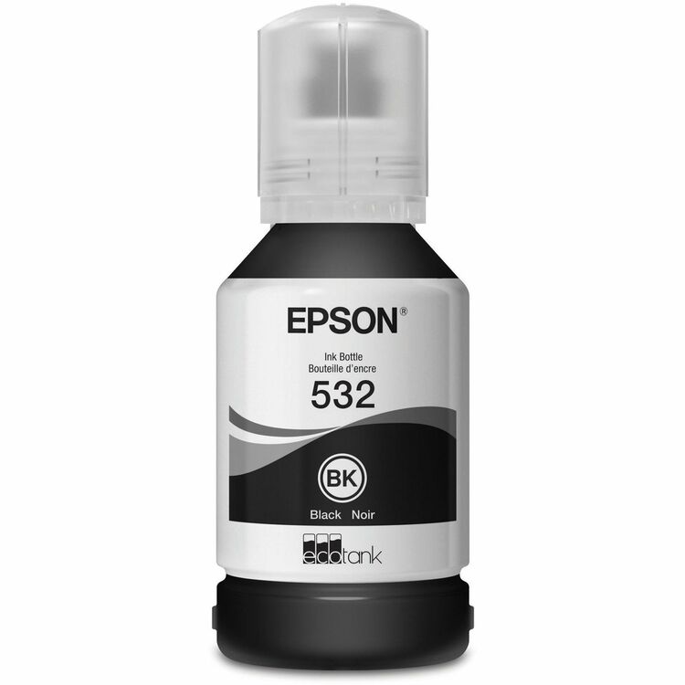 Epson T532 Ink Bottle, Inkjet, Black, 6000 Pages, 120 mL, Extra High Yield, 1 Pack (EPST532120S)