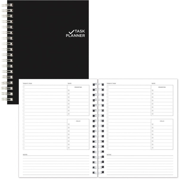 Blueline Undated Task Planner, Personal, Twin Wire, Black, Notes Area, Hard Cover (REDB31081)