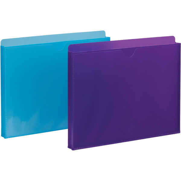 Smead Straight Tab Cut Letter File Jacket, 8 1/2" x 11", 1" Expansion, Poly, Purple, Teal, 2/Pack (SMD89611) Pack of 2