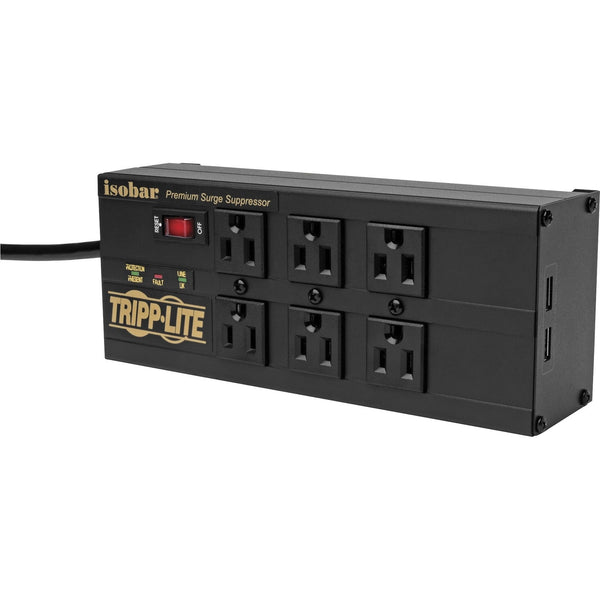 Tripp Lite by Eaton Surge Protector, 6-Outlet, 8-7/10"Wx3-3/5"Dx2-1/2"H, Black (TRPIBAR6ULTRAUS) Each