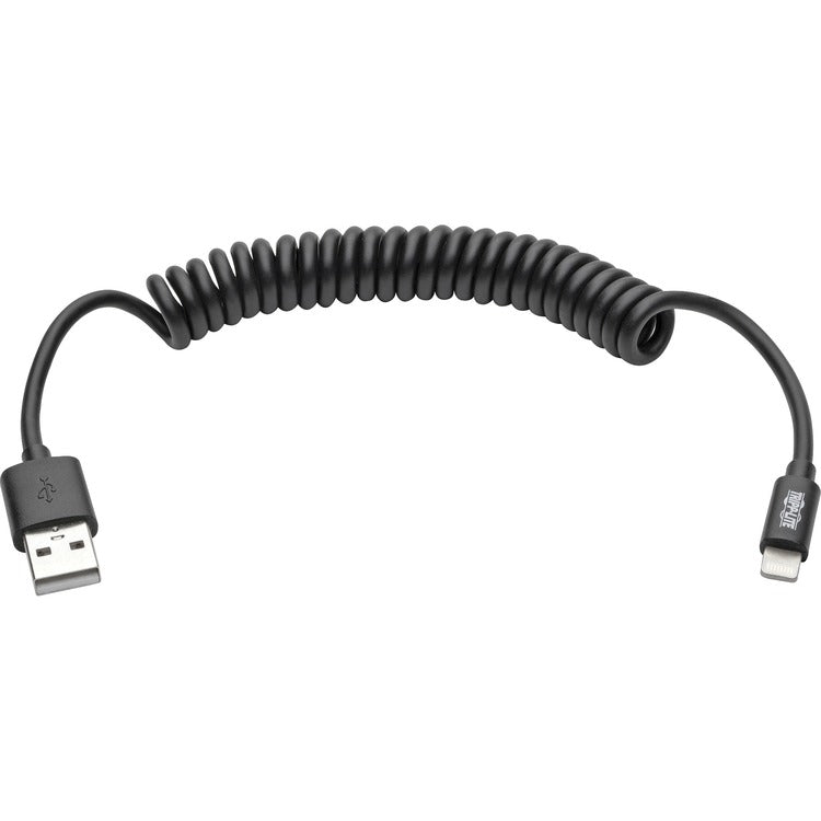 Tripp Lite by Eaton Usb Cable, Lightning, Coiled, 4'L, Black (TRPM100004COILB) Each