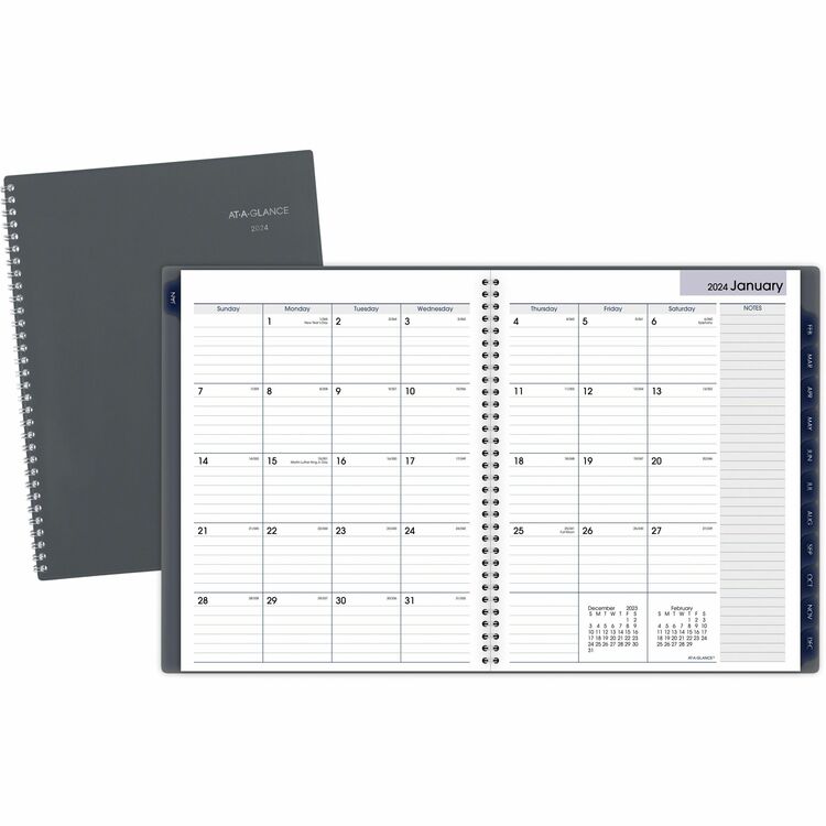At-A-Glance Monthly Planner, Large, Julian Dates, Monthly, 1 Year, January 2024 till December 2024, 1 Month Double Page Layout (AAGGC47007)