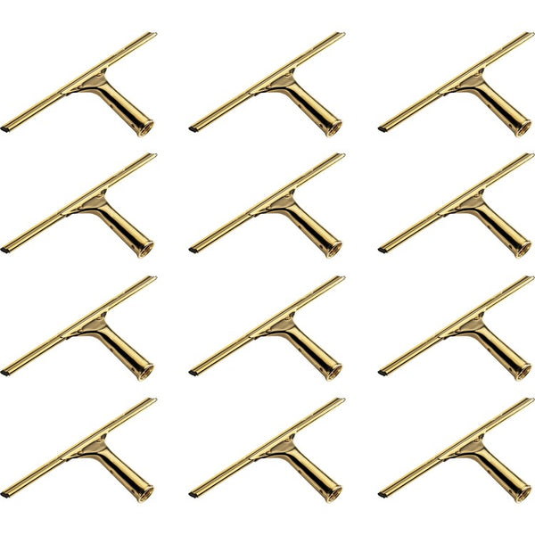 Ettore Brass Squeegee, Rubber Blade, Lightweight, Changeable Blade, Streak-free, Brass (ETO1013CT)