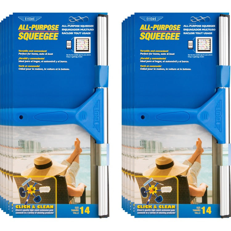 Ettore All-purpose Squeegee, Lightweight, Streak-free, Blue (ETO17014CT) Case of 12