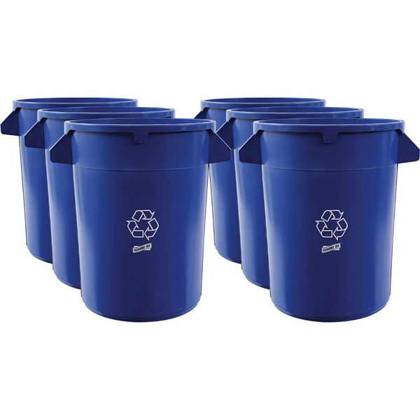 Genuine Joe 32-gallon Heavy-duty Trash Container, 32 gal Capacity, Plastic, Blue, 6/Carton (GJO60464CT)