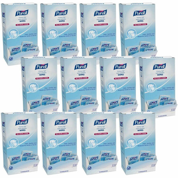 PURELL&reg; Cottony Soft Individually Wrapped Hand Sanitizing Wipes, 5 x 7, White, 12/Carton (GOJ902712CT) Case of 12