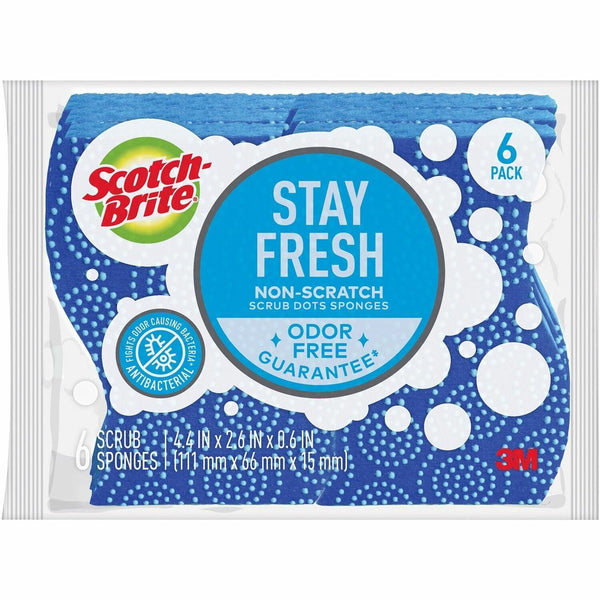 Scotch-Brite Scrub Dots Non-Scratch Sponge, 4.8", x 6.5" x 2.5" Depth, 24/Carton, Blue (MMM203064CT) Case of 24