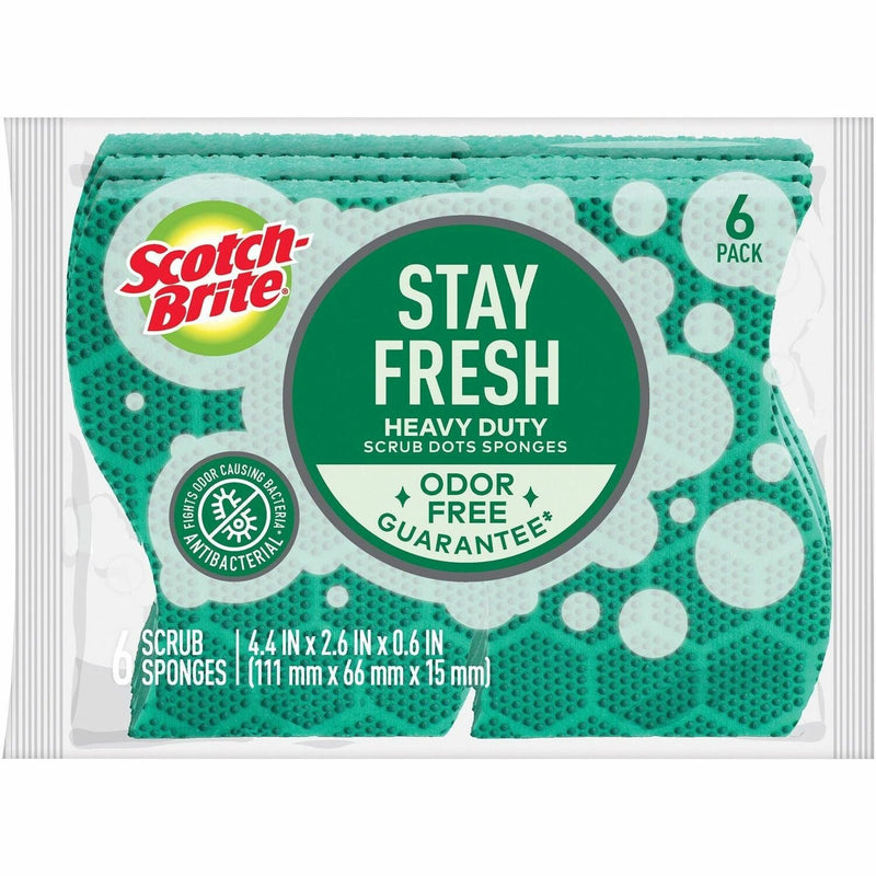 Scotch-Brite Scrub Dots Heavy-duty Scrub Sponge, 2.5", x 6.2" x 4.7" Depth, 24/Carton, Green (MMM303064CT) Case of 24